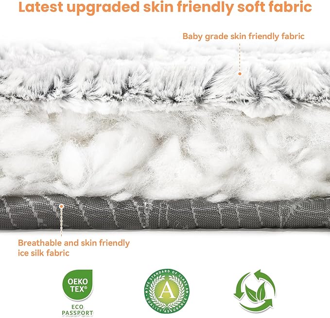 2 in 1 Dog Bed Crate Pad Mat Washable Reversible (Cool & Warm) Soft Fluffy Pet Kennel Beds for Large Medium Small Puppy Cat Sleeping Mattress Machine Wash Dog Cooling Mats (Dot Grey, 29"*21")