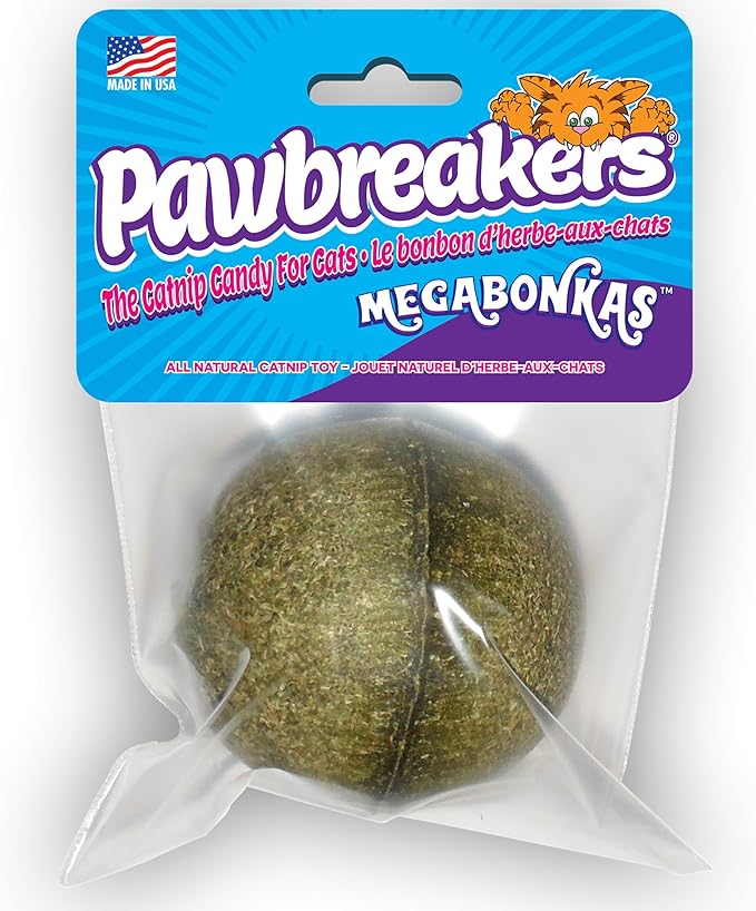 1-MegaBonkas Catnip Ball - All Natural Cat Treats, Medical Grade Catnip Treat and Toy, Catnip for Cats, Safe & Digestible, Hypoallergenic & Vegan - 3 oz - 2.25 inches diameter, Made in USA