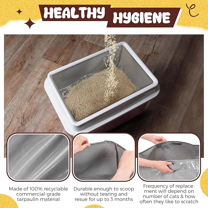 Abbylike 6 Pcs Reusable Litter Box Liners Cat Nonslip Litter Boxes Liner Sifting Liners for Litter Box Robust Design Waterproof Scoop Scratch Resistant Leakproof Machine Washable (type-a)