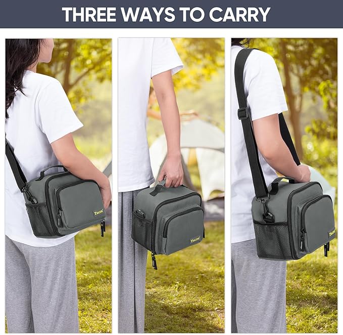 BALEINE Insulated Lunch Bag for Men Women, Leakproof Cooler Bag with Adjustable Shoulder Strap for Work Picnic, Lunch Box for Women Men (Small, Grey)