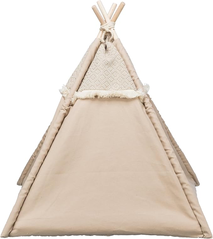 TRIXIE Boho Tipi, Cat Cave, Cat Condo, Cat Bed Tent, Cat Retreat with Reversible Cushion