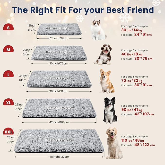 Miguel Self Heating Dog Mat, 48 X 28 inch Self Warming Dog Bed for Indoor Outdoor, Non Electric Dog Pad Thermal for Large Dogs, Washable Crate Mat with Removable Washable Cover (Gray,XXL)
