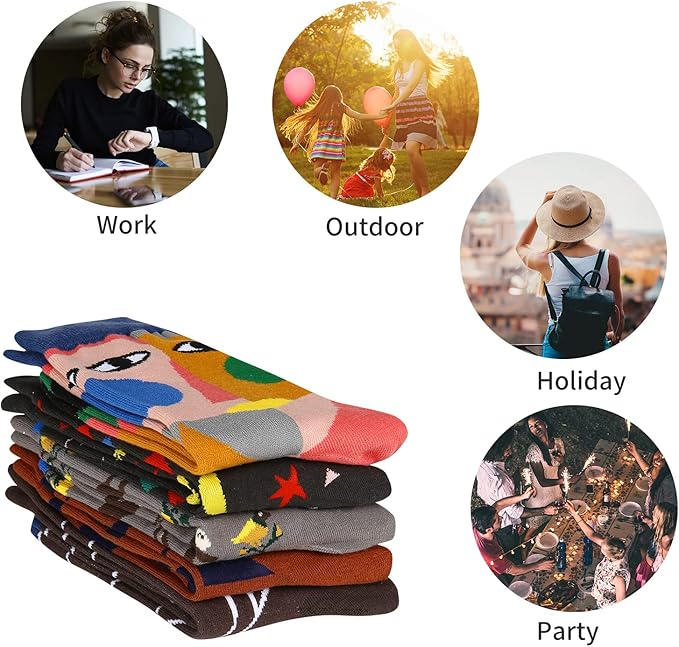 Benefeet Sox Womens Novelty Funny Crew Socks Girls Cute Animal Colorful Floral Patterned Silly Funky Casual Cotton Socks