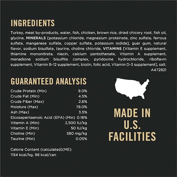 Purina Pro Plan Vital Systems Turkey Wet Cat Food Pate 4-in-1 Brain, Kidney, Digestive and Immune Formula - (Pack of 24) 3 oz. Cans