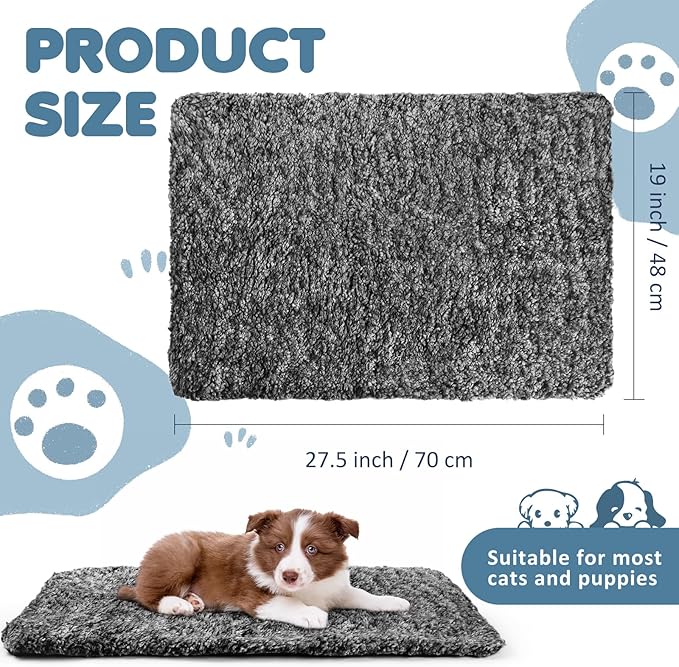 6 Pack Self Warming Cat Pads 19 x 28 Inch Self Heating Dog Cat Mats Extra Warm Thermal Pet Bed Washable Pet Crate Bed Mat Blanket Removable Cover Non Slip for Indoor Outdoor Pets (Grey)