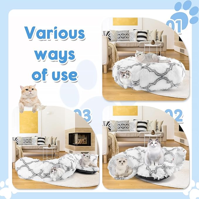 Cat Tunnel Bed,Collapsible Cat Donut Tunnel,Circle Foldable Peekaboo Cat Cave,Enrichment Cat Tube for Indoor Cats,Puppy and Pet