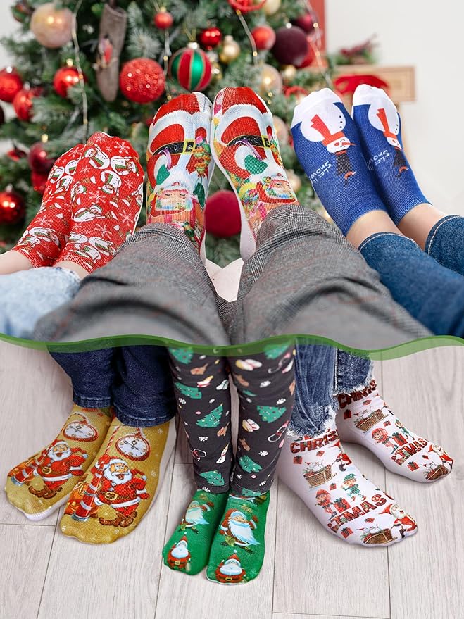 Boao 6 Pieces Halloween Socks 3D Print Casual Funny Pumpkin Cat Ankle Short Sock