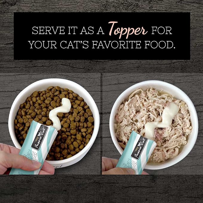 Fussie Cat Tuna with Prawns Puree, lickable cat Treats, 0.5oz Pouch Pack of 4