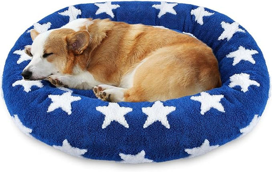 Calming Donut Dog Beds for Small to Medium Dogs, Cuddler Round Dog Beds for Sweet Dream, 27 Inch Cat Beds for Indoor Cats Up to 25 lbs Pet, Washable Dog Bed with Removable Water Resistant Lining Cover