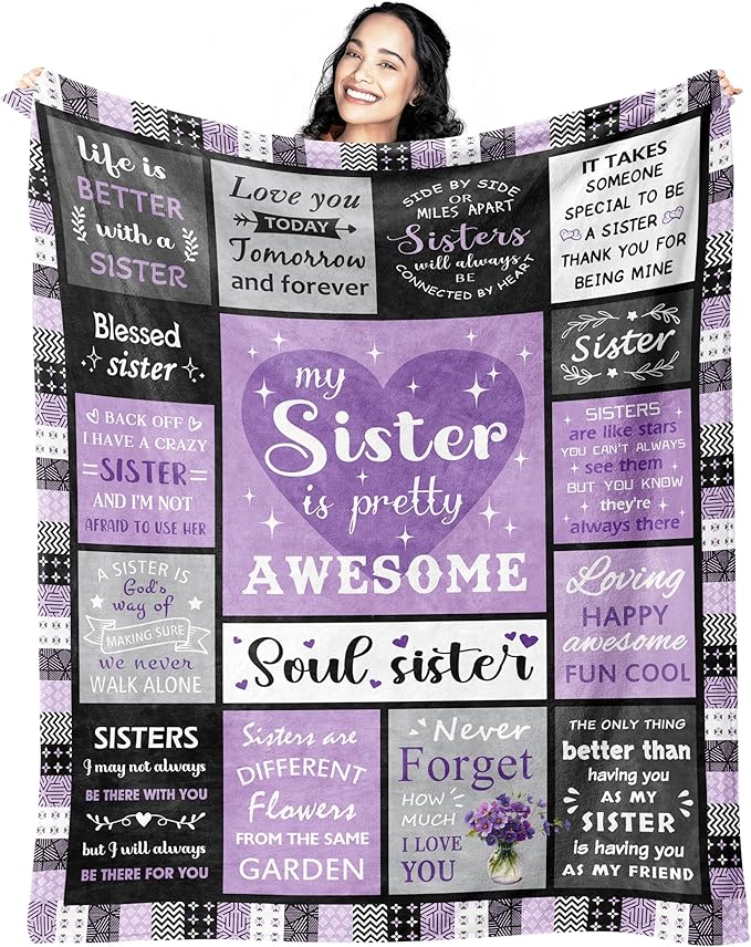 Sister Gifts for Women Girls, Sisters Birthday Gift Ideas from Sis, Christmas/Birthday Gifts for Sisters Throw Blanket 60"x50"