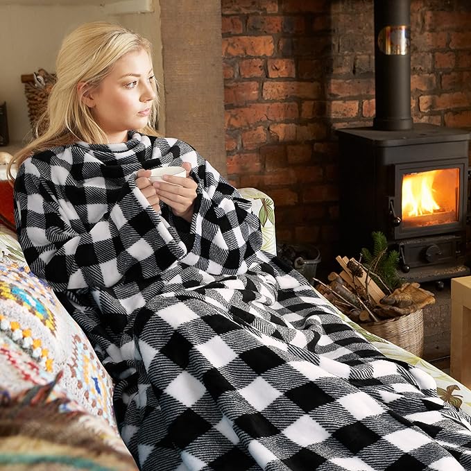 Solaris Wearable Blanket with Sleeves for Adults, Softness Comfort Warmth Fleece Gift for Women Men, Snuggy Body Throw TV Blanket for Home Office Lounge, Gift for Your Lover