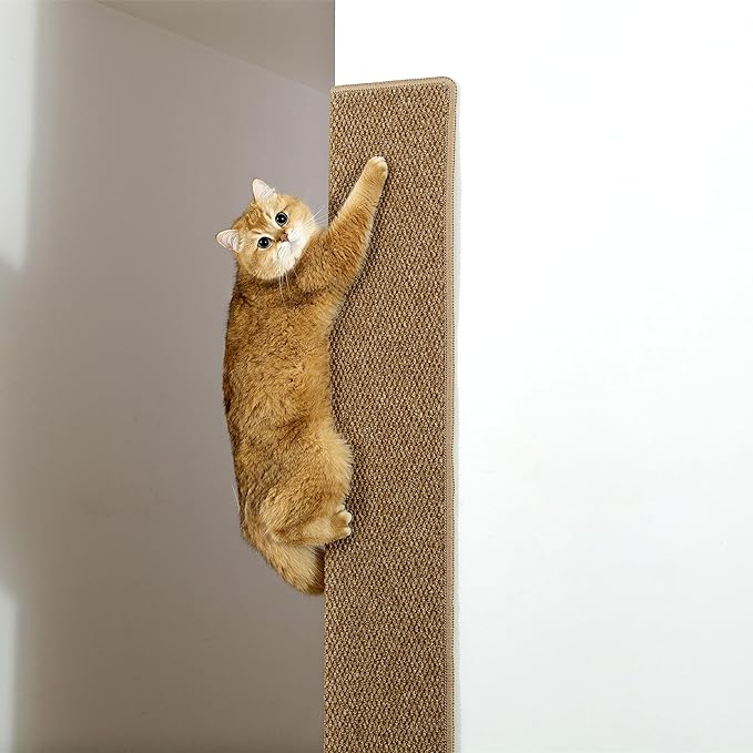 SHENGOCASE Thickened Cat Wall Corner Climbing Carpet, Cat Wall Furniture, Wall Corner Scratcher, Scratching Post (Camel)