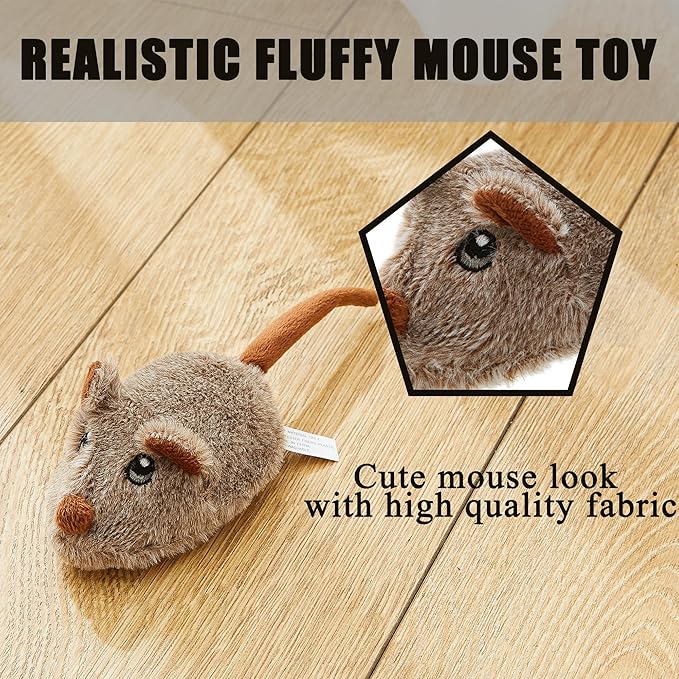 Interactive Cat Toys for Indoor Cats, Automatic Moving Mice Toy with Electronic Real Squeaky Sound, Cat Mouse Toys Self Play Exercise