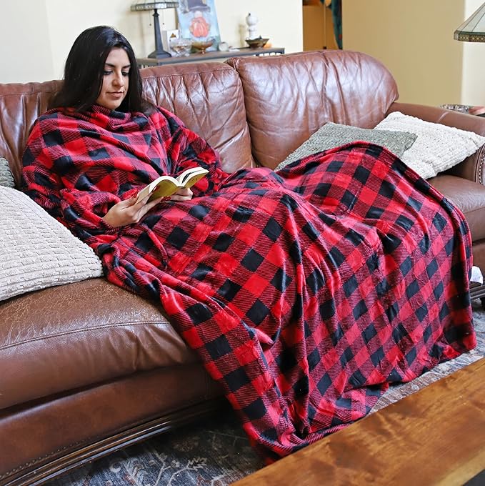 Solaris Wearable Blanket with Sleeves for Adults, Softness Comfort Warmth Fleece Gift for Women Men, Snuggy Body Throw TV Blanket for Home Office Lounge, Gift for Your Lover