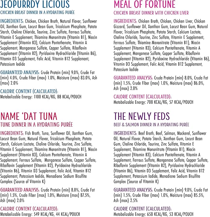 Weruva Slide N' Serve Paté Wet Cat Food, The Showcase Chowdown Slide N' Serve 2.8oz Pouch Variety Pack of 16, Multi Color