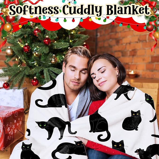 Black Cats Blanket Throw Super Soft and Cozy Blankets for Home Decoration, Couch, Bed, Sofa 80"x60" Large for Adult for All Seasons