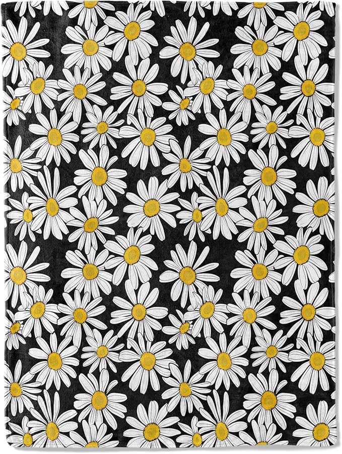 Daisy Blanket Plush Flannel Throw Blanket - Ultra Soft & Warm, Comfy & Lightweight - Perfect for Couch, Travel, Bedroom, Bed, Living Room - Cozy, Fuzzy Gift 80in×60in