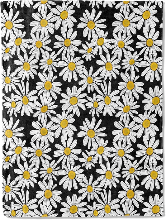 Daisy Blanket Plush Flannel Throw Blanket - Ultra Soft & Warm, Comfy & Lightweight - Perfect for Couch, Travel, Bedroom, Bed, Living Room - Cozy, Fuzzy Gift 80in×60in