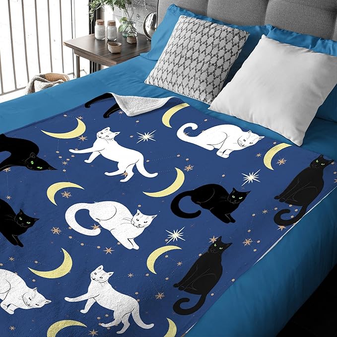 Cute Cats Blanket Throw Super Soft and Cozy Blankets for Home Decoration, Couch, Bed, Sofa 40"x30" Extra Small for Pets for All Seasons