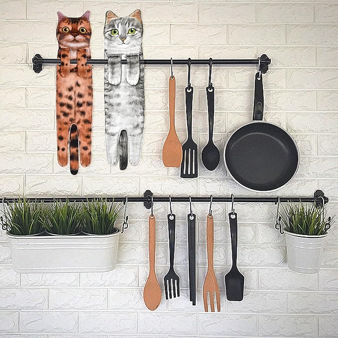 Cat Funny Hand Towels for Bathroom Kitchen - Cute Decorative Fairy Tale Cat Decor Hanging Washcloths Towels Super Absorbent Soft - Housewarming Birthday Christmas Fun Gifts for Women Cat Lovers