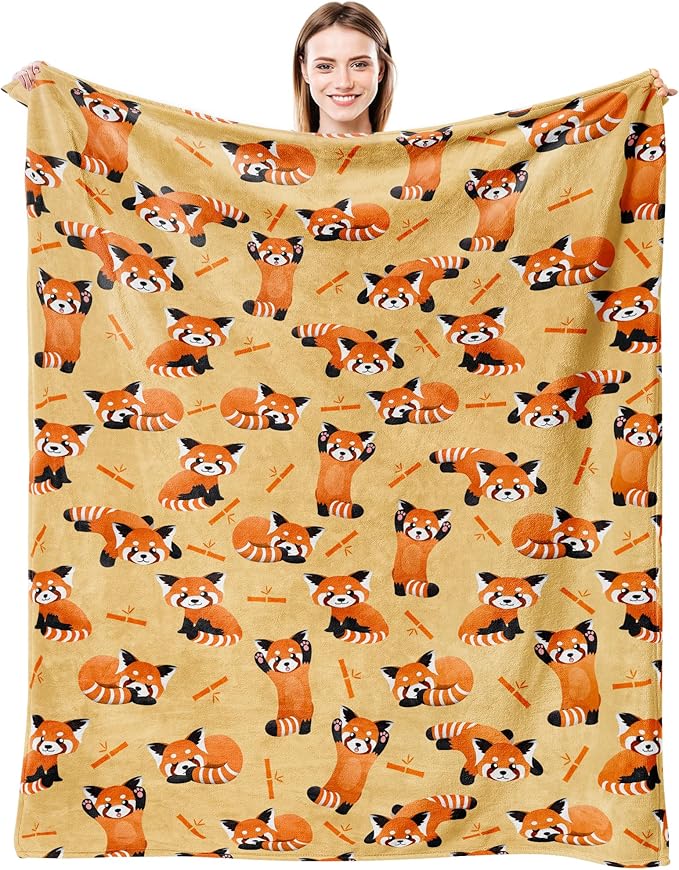 Red Panda Ultra Soft Flannel Merch Throw Blanket - Gifts for Bamboo Lovers - Blankets for Girls, Boys, Kids, Women, Adults - 60"X 50"