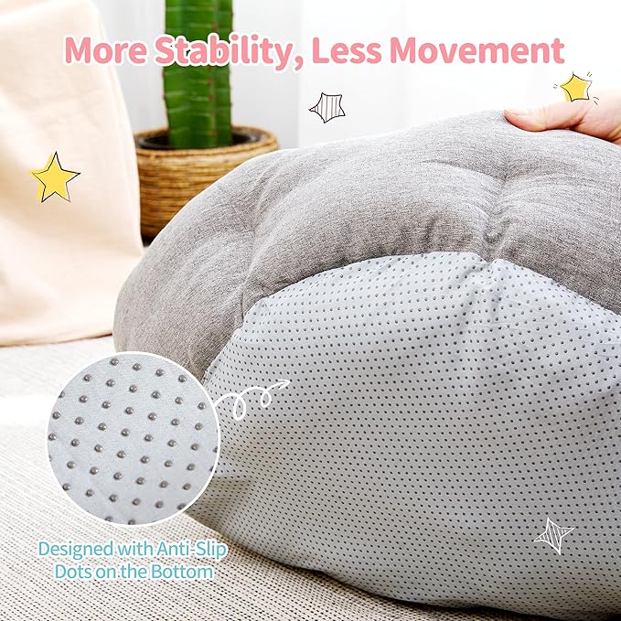 Made4Pets Cat Beds for Indoor Cats - Dog Beds for Small Dogs, Round Pet Bed for Puppy and Kitten, Washable Dog Bed with Anti-Slip Bottom, Removable Dual-Fabric Cushion for All Season, Grey