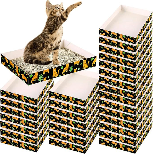 30 Pack Disposable Cat Litter Box, Foldable Paper Litter Box, Travel Cat Litter Box,Non Clumping Durable and Waterproof,Low Entry Easy Disposal,Portable(13.6x9.7x1.9 in)