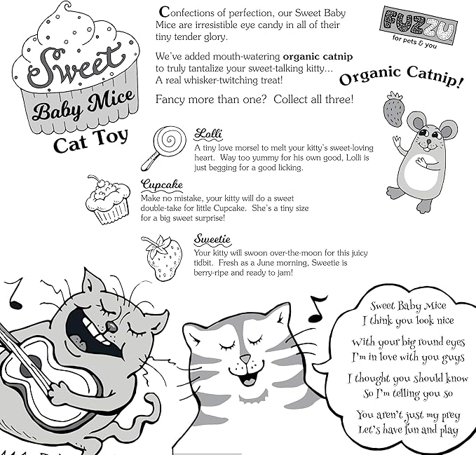 FUZZU Sweet Baby Mice Cat Toy|Cat Toy Catnip | Interactive Cat Toy | Stimulating Cat Toy | Organic Catnip | Pink