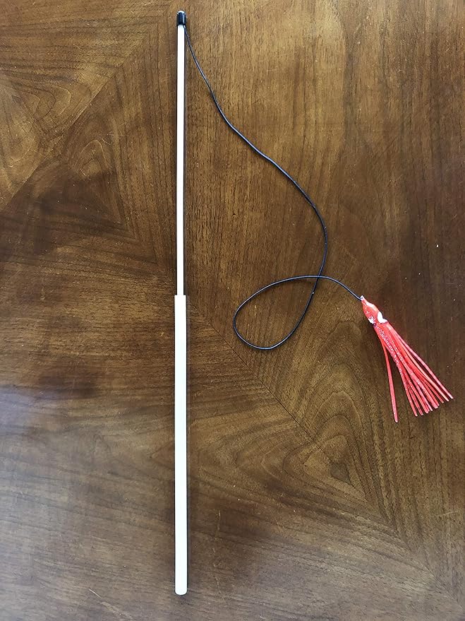 Dynamic Cat Toy | Orange with Black Stripes | Natural Birch Wood Rod Teaser and Exerciser for Cats and Kitten | Interactive Soft | Handcrafted in The USA