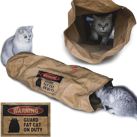 Crinkle Paper Cat Tunnel for Indoor Cats,Unbreakable Cat Cave Tunnel Toy,Cat Hideaway Tube Tunnel Toys,Rabbit Hideaway Bunny Hideout,Brown,1 Count(Pack of 1)
