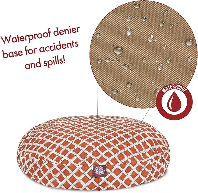 Burnt Orange Bamboo Medium Round Indoor Outdoor Pet Dog Bed With Removable Washable Cover By Majestic Pet Products