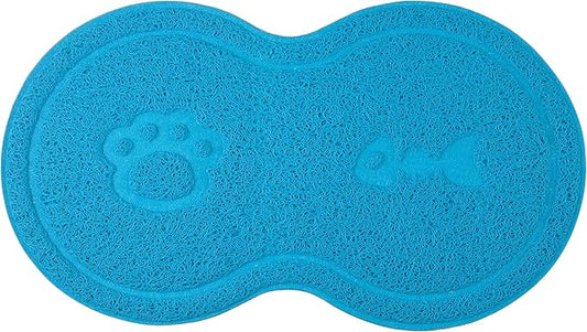 8-Shaped Small Cat Litter Box Debris Catcher Mat,18x10 Inches (Skyblue)