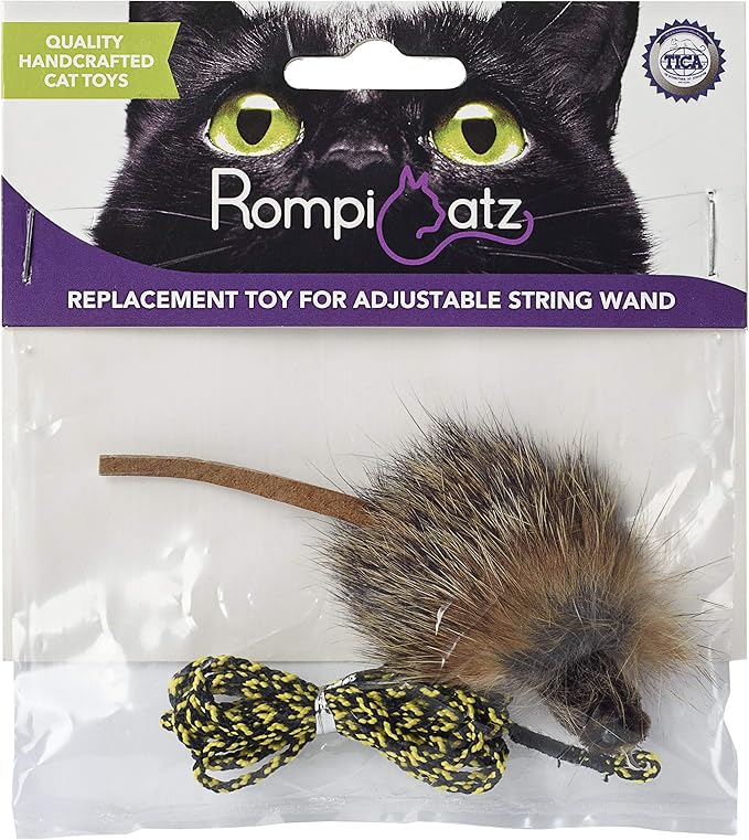 RompiCatz Replacement Interactive Cat Toy for Adjustable String Wand, Mouse