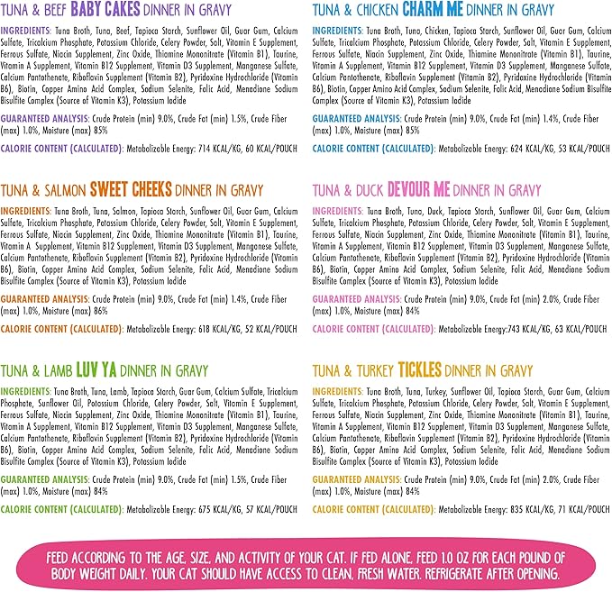 Weruva B.F.F. OMG - Best Feline Friend Oh My Gravy!, Rainbow A Gogo Variety Pack! Cat Food, 3oz Pouch (Pack of 12)