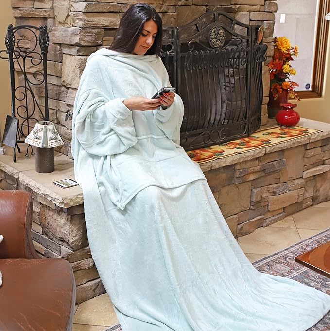 Solaris Wearable Blanket with Sleeves for Adults, Softness Comfort Warmth Fleece Gift for Women Men, Snuggy Body Throw TV Blanket for Home Office Lounge, Gift for Your Lover