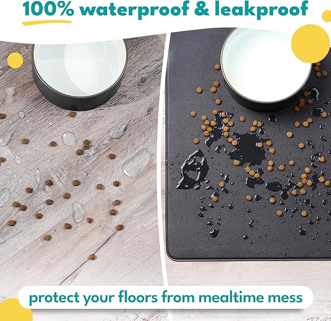 NALALAS Large Dog Mat for Food and Water, Cat Feeding Mat | Large Waterproof Dog Bowl Mat | Non-Slip Pet Food Mat for Floors | Dog Food Mats for Floors, Pet Mats for Food and Water | Easy to Clean