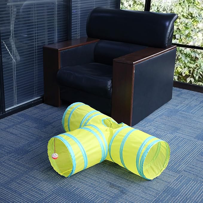 Cat Tunnel, Collapsible Tube with 1 Play Ball Kitty Toys, 3 Ways Cat Tunnels for Indoor Cats, Puppy, Kitty, Kitten, Rabbit