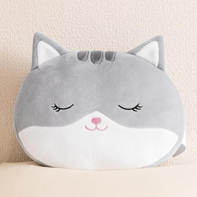 Lazada Kids Pillow Cat Plush Pillows Toy Soft Gift Baby Girl Gifts Gray 10 Inches…