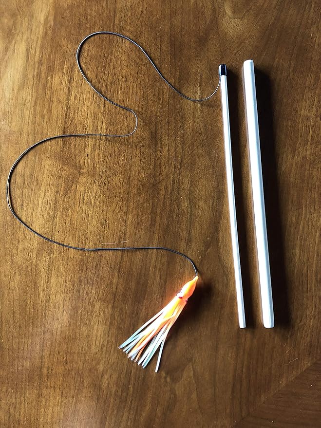 Dynamic Cat Toy | Interactive Play with Squid Orange/Yellow, Feather Teaser | Handcrafted in The USA