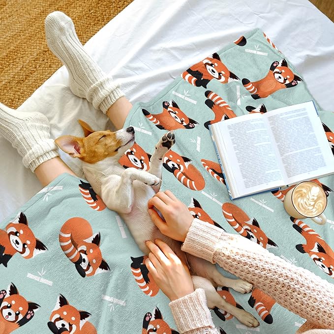 Red Panda Blanket Warm Cozy Red Panda Bamboo Flannel Throw Blanket for Travel Living Room Home Kids Adults 60"X50"