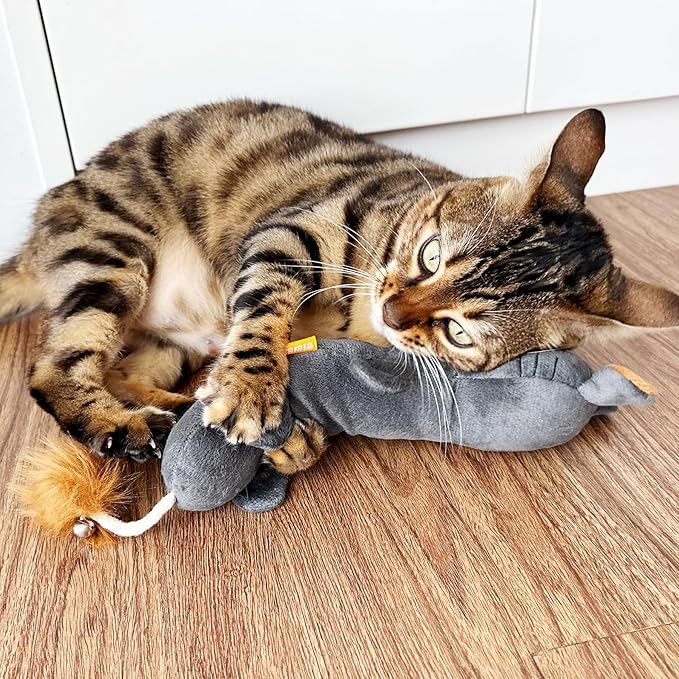 Catnip Silvervine Matatabi Pillow for Cats Kittens,Crinkle Sound Toy,Cat Kicker Toy,Large Size Cat Pillow Soothing Plush Cat Toy(Mouse).