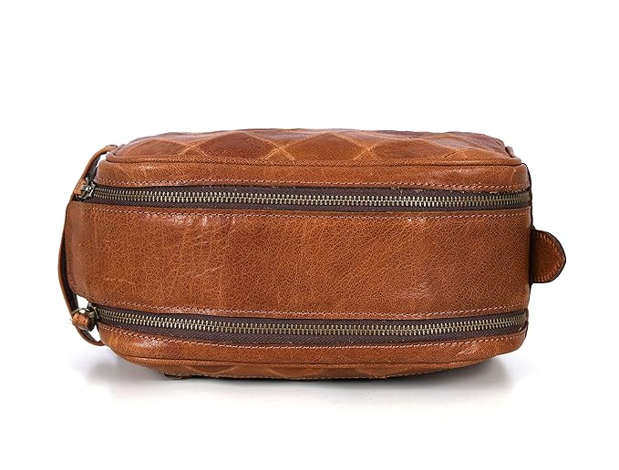 10" Premium Leather Toiletry Travel Pouch With Waterproof Lining | King-Size Handcrafted Vintage Dopp - Kit ~ Gift for Father's Day By Aaron Leather Goods (CM Tan)
