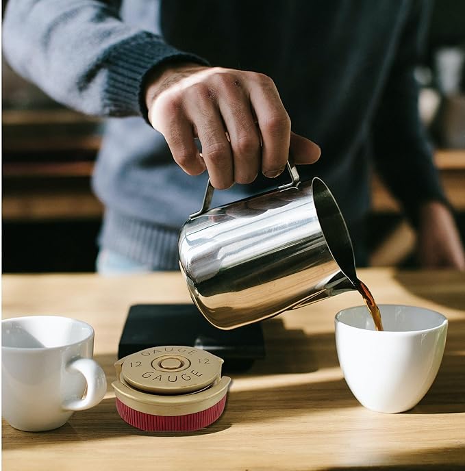 BestGiftEver Shotgun Shell Coaster Set of 4 - Country Coasters for Coffee Bar, Kitchen, and Bar Decoration - Unique Bullet Decor with Red Gold Cast Resin, Great Gift for Hunting Enthusiasts