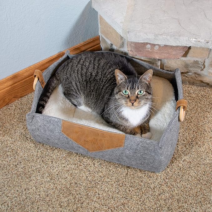 Kitty City Felt Lounge Sleeper Bed, Warm and Cozy cat Bed, Gray (CM-10068-CS01)