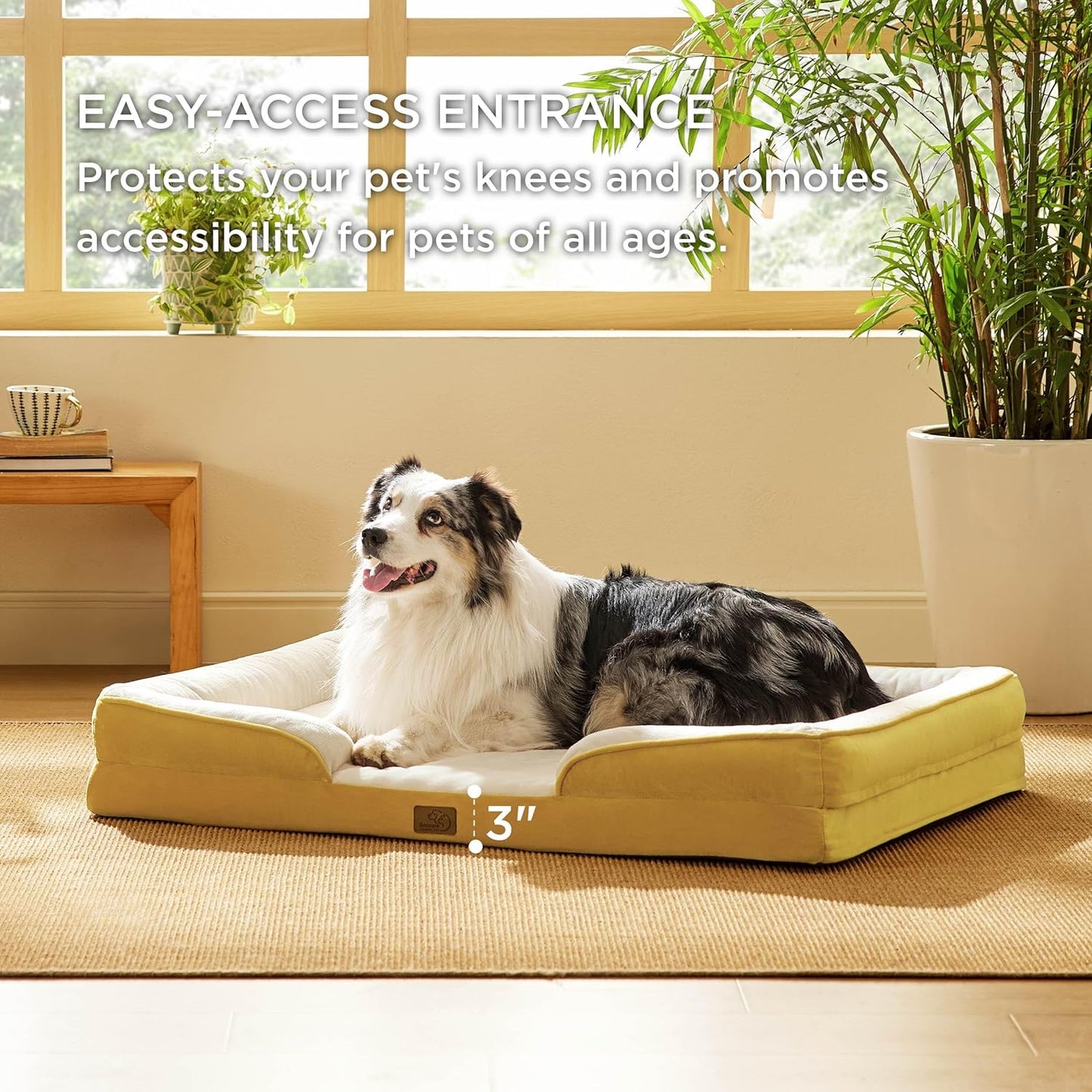 Bedsure XL Orthopedic Dog Bed for Extra Large Dogs - Washable XLarge Dog Cat Bed Waterproof, Comfort Dogs Couch Sofa with Washable Removable Cover, Pet Bed with Nonskid Bottom, Spicy Mustard, 42"