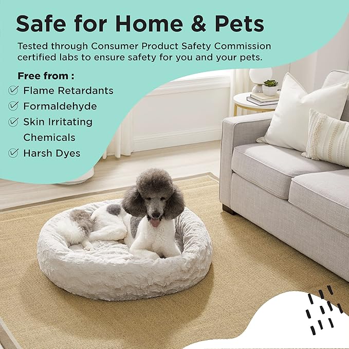 Best Friends by Sheri Bundle Set The Original Calming Lux Donut Cuddler Cat and Dog Bed + Pet Throw Blanket Oyster Large 36" x 36"