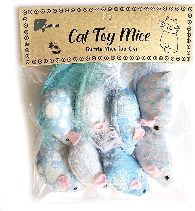 Cat Toy Mice for kitten feather bell mice blue chew toy pet toy