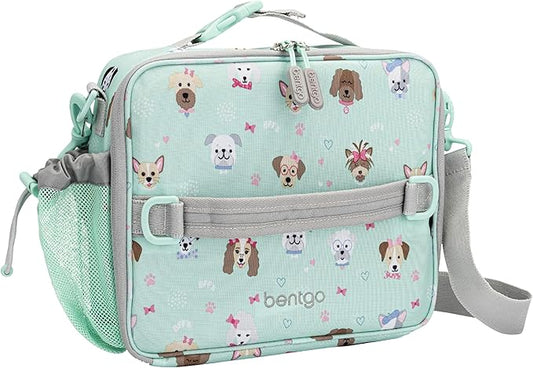 Bentgo Kids Lunch Bag - Durable, Double-Insulated Lunch Bag for Kids 3+; Holds Lunch Box, Water Bottle, & Snacks; Easy-Clean Water-Resistant Fabric & Multiple Zippered Pockets (Puppy Love)