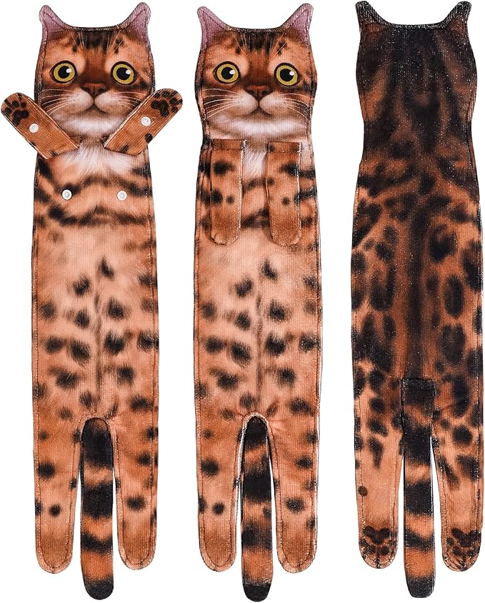 Cat Funny Hand Towels for Bathroom Kitchen - Cute Decorative Fairy Tale Cat Decor Hanging Washcloths Towels Super Absorbent Soft - Housewarming Birthday Christmas Fun Gifts for Women Cat Lovers