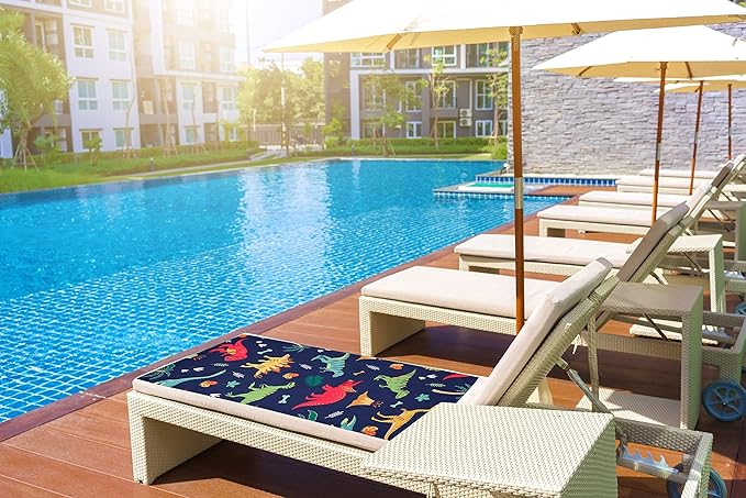 LIVILAN Small Dinosaur Beach Towel for Kids, Soft Microfiber 24" X 48", Quick Dry, Sand Free, Perfect for Boys Bath, Pool, Travel, Durable Toddler Towel, Ideal Dinosaur Gift